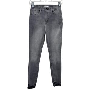GOOD AMERICAN / grayish black Good Legs raw hem frayed skinny jeans / 26